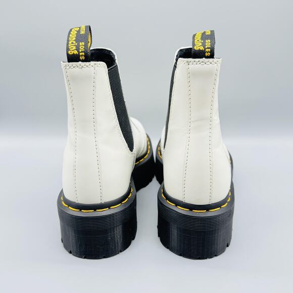 Dr Martens Boots Womens 7 White Leather Chelsea 2976 Quad Platform Retro Slip On - Picture 7 of 12